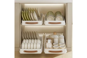 Pull Out Cabinet Organizer,Slide Out Drawers, Under Sink Pull-Out Home Organizers With Adhesive Nano Film Fixed
