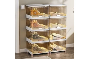Modern Stackable Casual Shoes Clear Shoe Box Storage Clear Foldable Plastic Storage Shoe Box