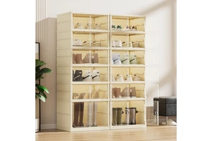Shoe Storage Box Double-row Integrated Transparent Magnetic Suction No-installation Storage Box Dustproof Foldable Shoe Rack