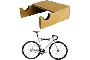 Solid Wood Horizontal Bike Wall Mount Rack Space Saving Home Garage Apartment Office Storage Solution Organizer