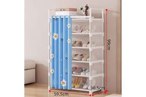 4/5-Layer Detachable Metal Shoe Rack Stand with Dustproof Cloth Cover Rust-Proof Organizer Rack for Bags & Tools for Living Room