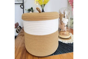 Woven Lid Storage Basket Miscellaneous Storage Basket Foldable Bathroom Storage Basket
