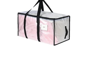 Foldable Rectangular Multifunctional Storage Bag with Thick Woven Fabric Large Capacity for Clothes & Quilts Moving & Travel