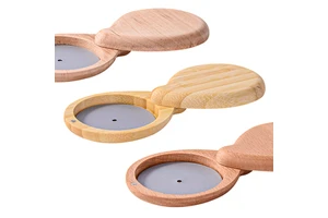 One Layer Compact Packaging Cosmetics Refillable Ecological Makeup Packaging Wood Empty Compact Powder Case