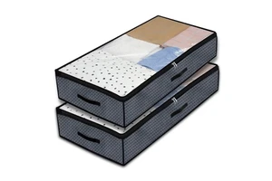 Thick Breathable Underbed Clothes Storage Bags Zippered Organizer Foldable Under Bed Bags Under Bed Storage Boxes EHL2823