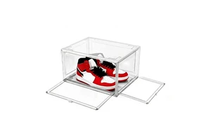DAYOOH Wholesale Transparent Plastic Sneaker Stackable Shoe Storage Boxes Drop Front Acrylic Drawer Type Magnetic Shoe Box