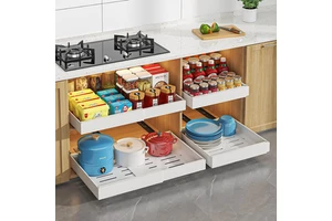 Slide Out Drawer Organizers Pull Out Cabinet Organizer Expandable Pull Out Cabinets Shelves for Kitchen Pantry Adjustable Width