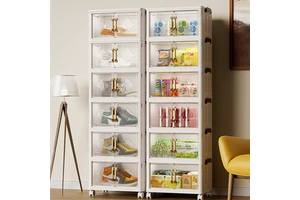 8106-1 Plastic Folding Stackable Shoes Storage Shoe Box Cabinet