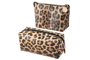 Leopard Cosmetic Bag PU Panther Print Makeup Pouch Large Portable for Purse Toiletry Bag for Women Girls Gifts
