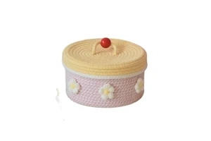 Cotton Rope Woven Storage BasketHand-woven Storage Basket with Lid