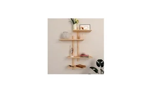 Top Selling Wooden Wall Rack Handicraft Acacia Wood Rack Wall Mounted Storage Rack Shelf for Low Price