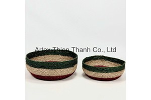 Elegant Braided Natural Seagrass Basket Handmade Woven Storage Organizer for Living Room Home Decor OEM Made in Vietnam