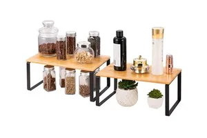 Cabinet Shelf Organizers Set of 2 Kitchen Counter Shelves