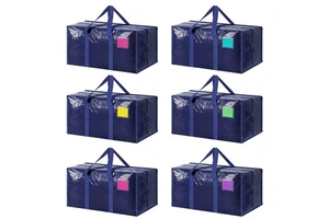 Storage Packing Clothes Dorm Home Organization 6 Pack Extra Large Heavy Duty Moving Bags with Reinforced Zipper Wide Handles