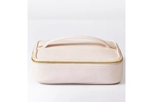 BSCI Audited Wipeable Pebbled-like Leather 2-in-1 Travel Cosmetic Case Organized Dual Compartment Vanity case