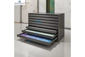 High-Ended Customized Stone Display Stand Adjustable Height Double Row Drawer Cabinet