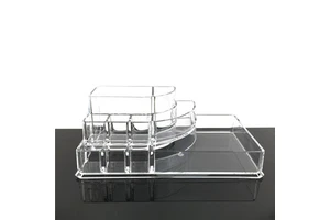 Wholesale Creative American Style Glossy Rectangular Transparent Acrylic Cosmetics Storage Box Bathroom Compartment Design