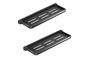 Black Non-Perforated Metal Wall-Mounted Bathroom Storage Rack Foldable Design Convenient Storage Solution