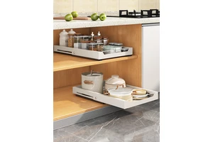 Easy-Access Adjustable Pull-Out Carbon Steel Heavy-Duty Folding Modern Kitchen Cabinet Organizer Sliding Storage Basket Drawer