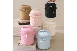 Compact Travel Makeup Bag Interior Pockets for Cosmetics Toiletry Nylon Travel Bag for Women