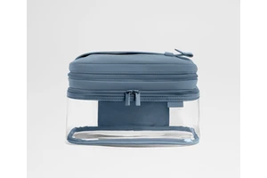 Factory Custom Durable PU Bag Transparent PVC Double Layer Compartment Zipper Closure Portable Waterproof Organizer Cosmetic Bag