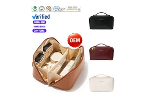 Custom Logo Waterproof PU Makeup Bag Portable Large Capacity Makeup Organizer OEM Cosmetic Bag Wholesale Bulk Makeup Pouch