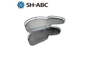 SH-ABC 2 Layer Swing Tray Magic Corner Cabinet Modern Kitchen Corner Basket Pull Out Revolving Cabinet Organizer