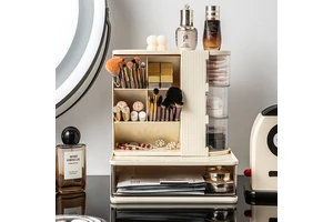 Fashion Modern Plastic Skincare Storage Caddy Large Open Storage Capacity Multifunction Design for Dresser Top Vanity Makeup