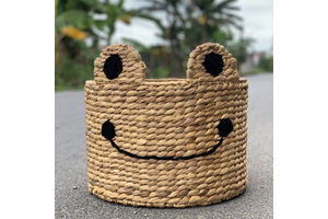 Eco-friendly Vintage Kids' Storage Baskets Cute Animal-Designed Water Hyacinth Woven for Toys and Laundry Storage