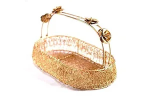 Decorative Modern Handicraft Circular Metal Multi-functional Hanging Christmas Wedding Festival Gift Hamper Basket MZ