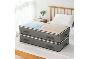 Wholesale Under Bed Clothes Zippered Organizer Woven Fabric Under Bed Storage Boxes Foldable Under Bed Quilt Storage Bags