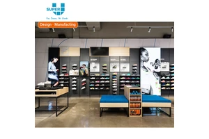 Wall Mounted Metal Shoe Display Showcase With Led Light Sport Shoe Display Showcase For Men