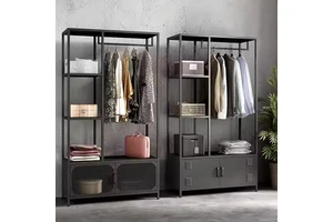 Modern Stainless Steel Hanging Clothes Rack Stand with Hooks for Living Room Coat Rack or Storage Organizer