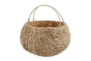 Eco-Friendly Round Water Hyacinth Wicker Basket with Handles Home Organizer Woven Baskets