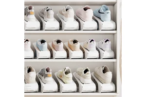 Haogle Factory Supply Adjustable Save Space Double Shoe Slots Organizer For Household Shoes Holder Storage Organization