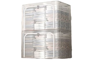 Foldable Transparent Window Storage Box Waterproof Fabric Organizer for Living Room Closet Bedding Clothes Organizer Closet