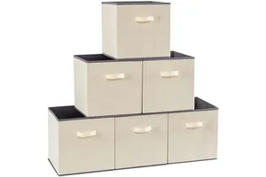 Modern Design Foldable Non-Woven Fabric Storage Box Iron Metal Wardrobe Drawer Bag for Clothes Toys Desktop Storage Coverless