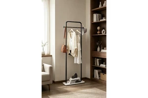 Simple Style Double-Tier Indoor Metal Coat Rack for Living Room Household Clothes Hanger Good Storage for Bedroom