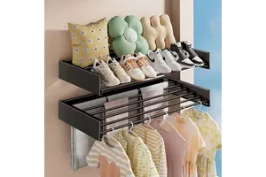 Stable Load-bearing Hidden Folding Wall-mounted Clothes Rack for Balcony Home Indoor Outdoor Use