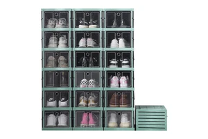 Kitchen Household Items 6-Layer Dustproof Transparent Plastic Foldable Rectangle Shoe Cabinet with Over 35L Capacity