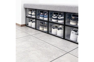 Premium Clear Foldable Plastic Shoe Boxes Stackable Eco-Friendly Display Organizers Sneaker Collection Home Closet Storage