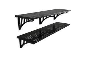 JH-Mech 1.4 X 4 Foot Wall Mounted Storage Shelves With Built-in Hooks Heavy Duty Floating Shelves Garage Shelves Wall Mount
