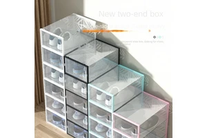 Modern Rectangle Clothing Organizer Transparent PP Plastic Detachable Side-Open Portable Foldable Adjustable Large Capacity