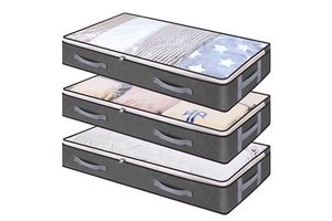 Large Capacity PVC Non-Woven Fabric Underbed Wardrobe Storage Bags Foldable Reinforced Handles for Clothes Comforters Blankets