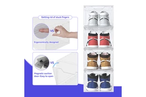 Large Stackable Clear PP Plastic Multifunction Shoe Storage Box Women Men Foldable Sneaker Organizer Bin Entryway Shoe Rack