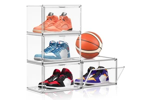 DAYOOH Transparent Shoe Storage Container Plastic Storage Drop Front Sneakers Clear Stackable Organizer Acrylic Plastic Shoe Box