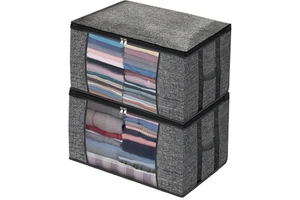 Wholesale Foldable Clothes Storage Box Bags Closet Organizers and Storage Bins With Lids 2 Pack