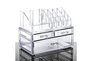 NFS Transparent Desktop Cosmetics Storage Box Multi-Functional Lipstick Rack for Room Organization Desktop Storage Rack