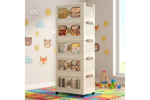 Multi-Color PP Foldable Modular Stackable 1-5 Tier Clothing Storage Box for Kids' Room