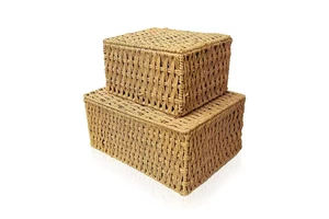 Cabinet Organizer Basket Woven Wicker Storage Baskets With Lid Drawer Organizer for Home Storage Decorative